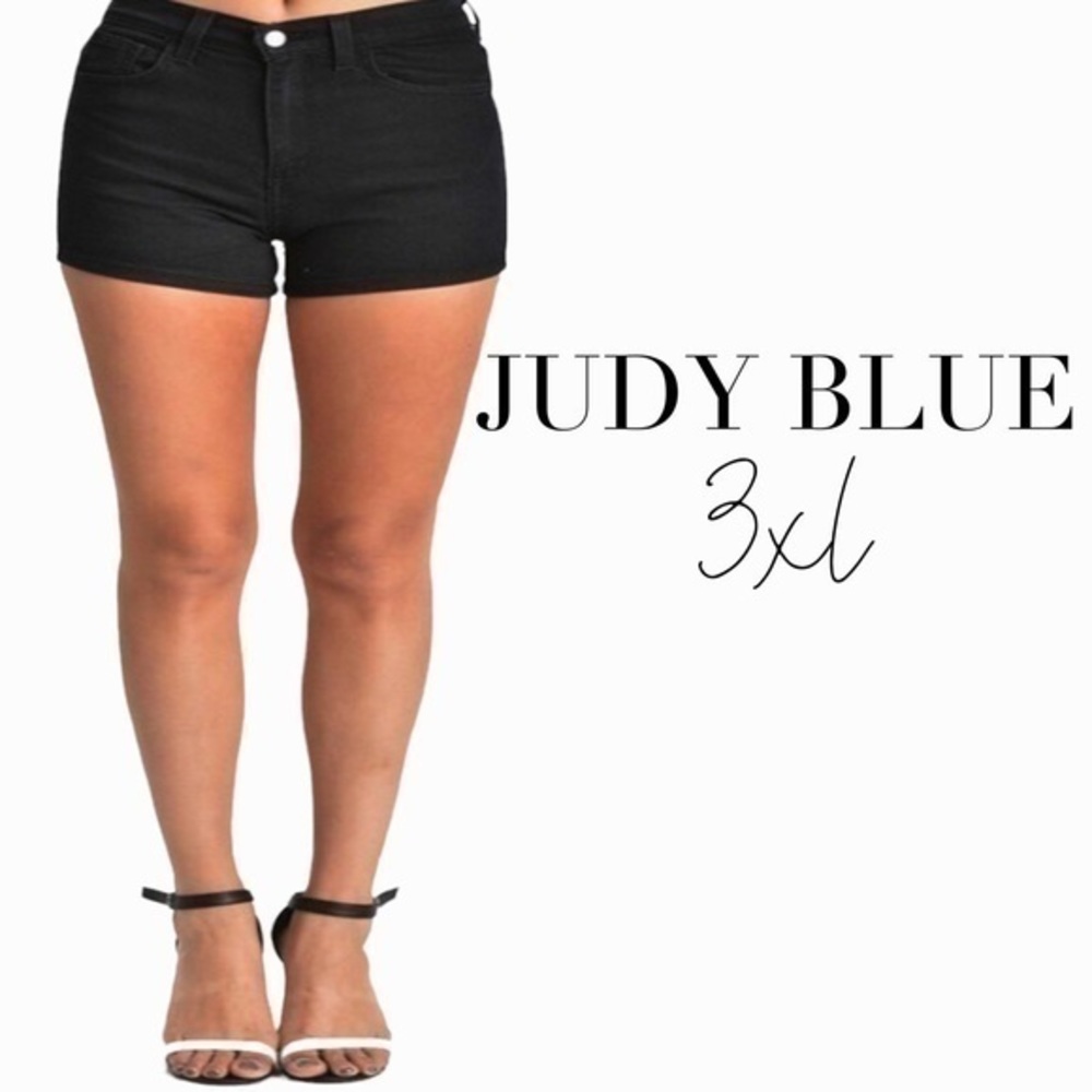 Judy Blue Black Stretch Denim Shorts Plus Size 3XL